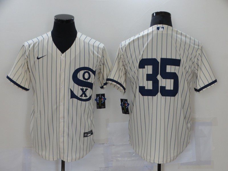 Men Chicago White Sox 35 No Name Cream stripe Dream version Game Nike 2021 MLB Jersey